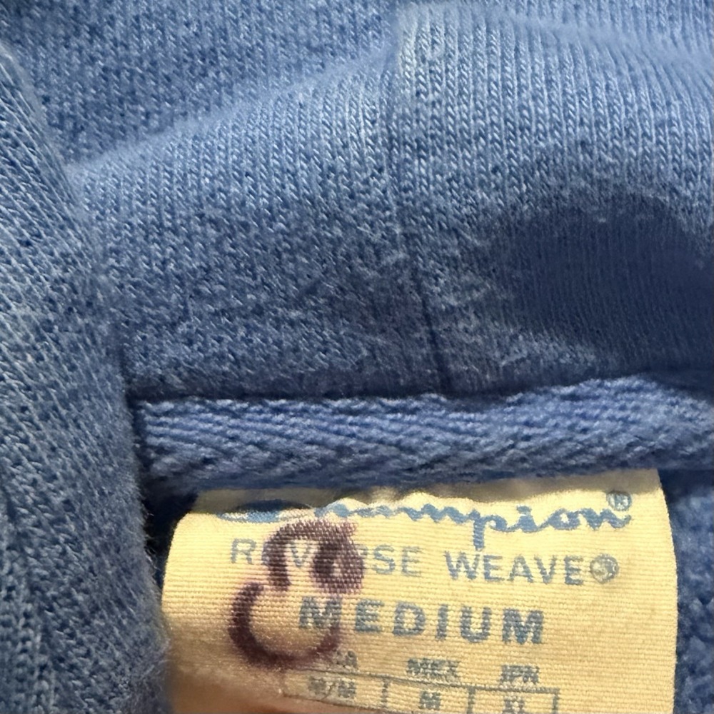 Champion Reverse Weave Pullover Hoodie Adult Size Medium Blue Sweatshirt - Picture 5 of 8
